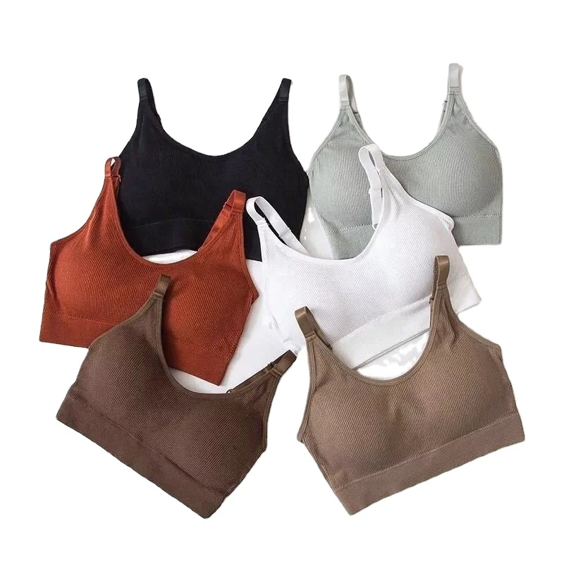 Wrapped Chest Girl Vest Bra Women Seamless Bra Manufacturers Adjusted-straps Chest Sports Solid Colors Camisole Bra