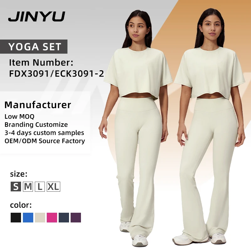 High Quality OEM Women Gym Clothes Sport Top Shorts Sleeve And High Waist Yoga Leggings Fitness Workout Yoga Sets For Ladies