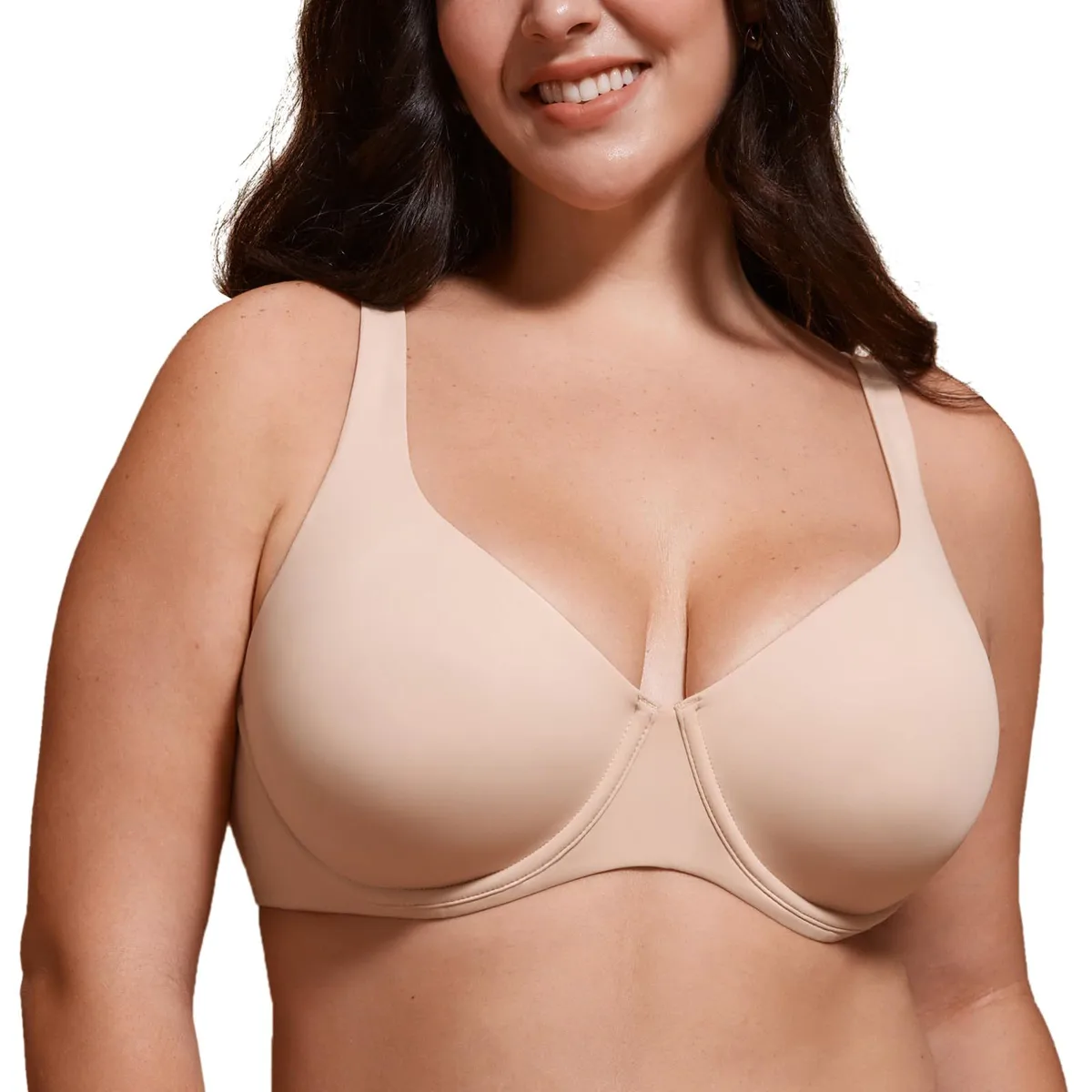 Factory Plus Size Solid Breath Bonded Bra Custom Wire Free Non-padded Cups Push-up Adjustable Straps Seamless Lingerie For Women
