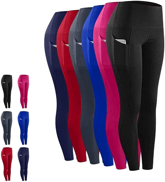 High-Waisted Elastic Waist Women's Gym Leggings Plaid Pattern Tummy Control Workout Yoga Pants Full Length Spandex/Polyester