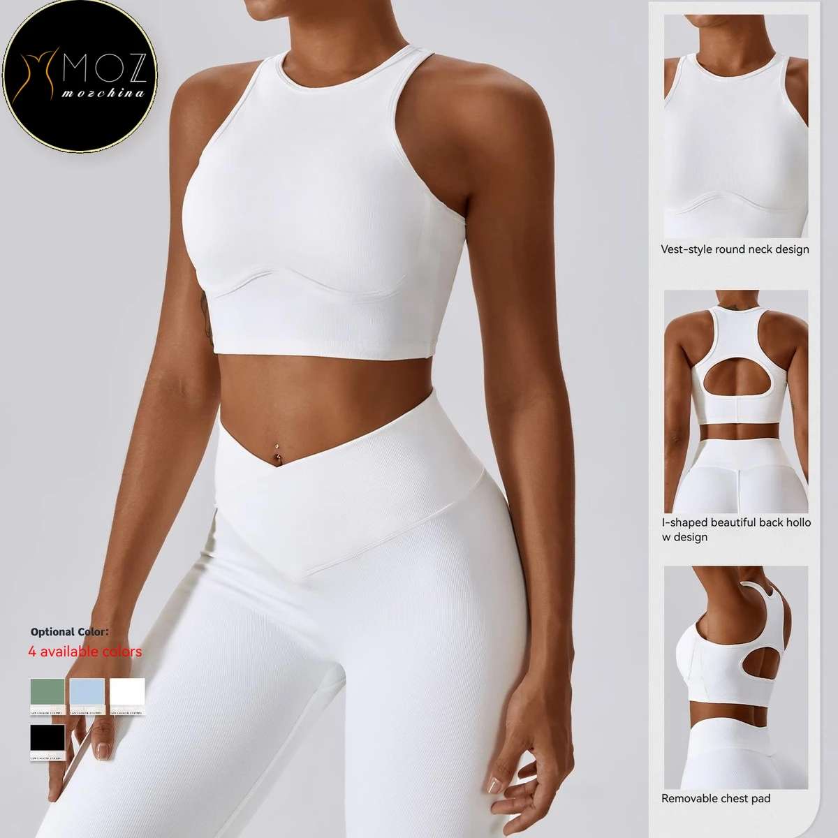 High for Plus Size Sports Bra Ribbed Cutout Racerback Shockproof Four-Way Stretch Running Fitness Yoga Top for Women Workout