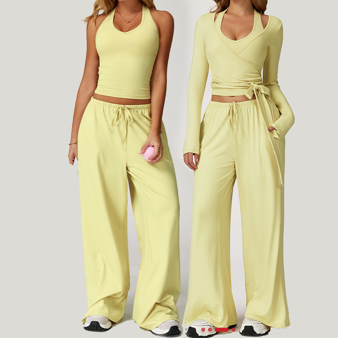 New Arrival Women's Color Blocking 3 Pieces Free Matching Yoga Set Breathable Gym Fitness Wear Casual Sports Clothing Yoga Suit