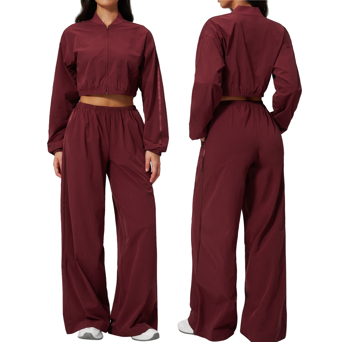 Women's Yoga Suit Set-2-Piece Quick-Dry Breathable Nylon/Spandex Fitness Wear Four-Way Stretch Elastic Waist Lightweight Design