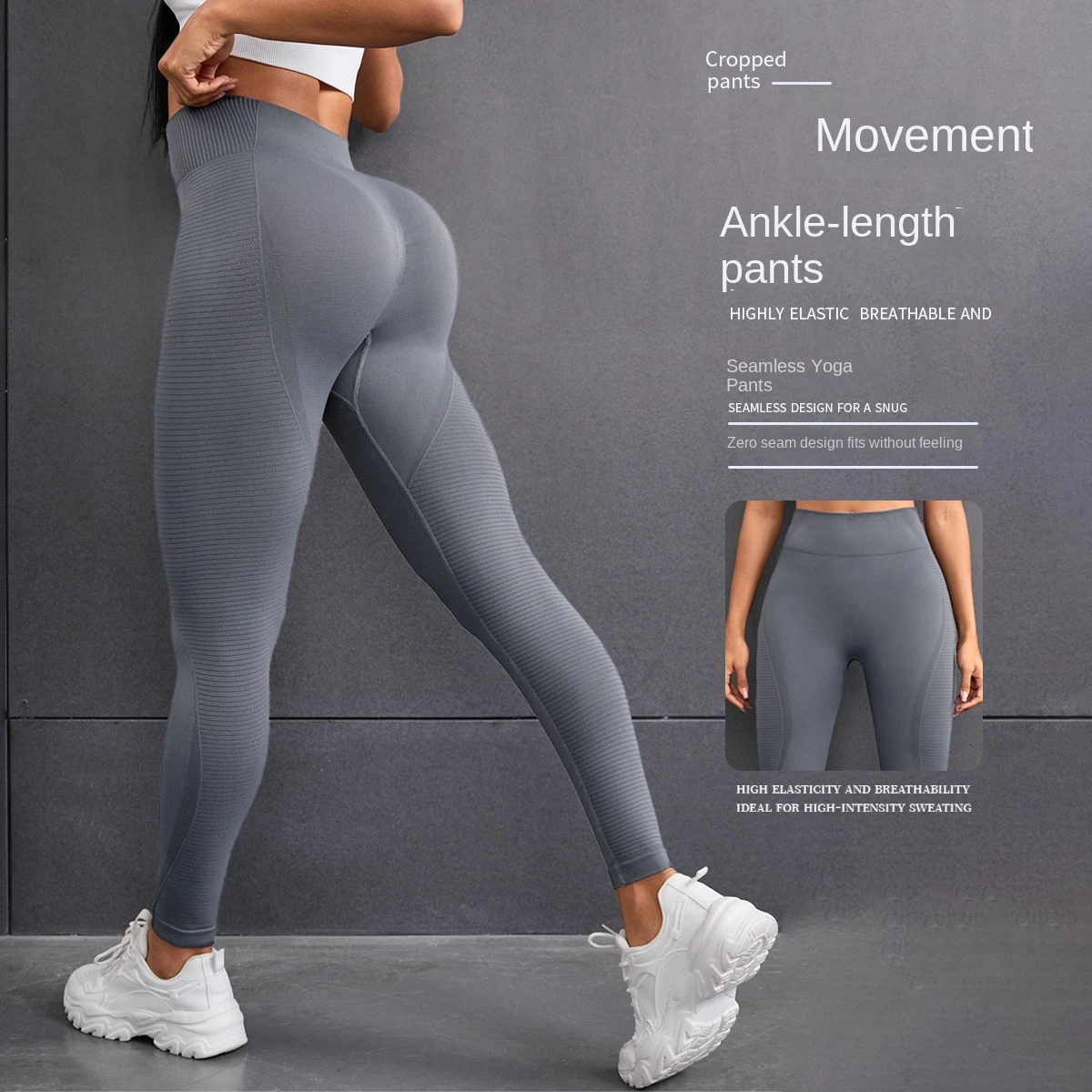 Women's Peach Hip High Waist Belly Tinting Hip Lifting Ankle-Length Yoga Pants Spandex/Nylon Ribbed Slim Look
