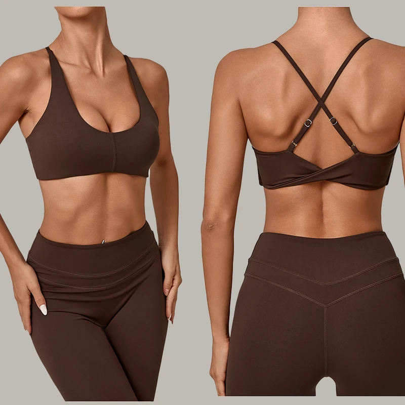 Strapless Cross Back Lady One Piece Custom Sports Yoga Fitness High Quality Gym Workout Plus Size Bra for Women