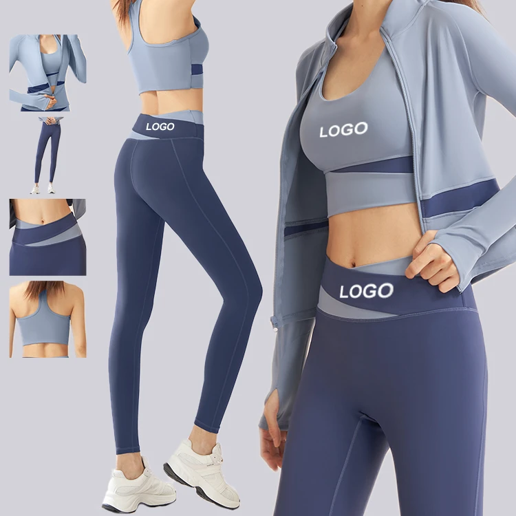 High Quality Women's Breathable Lightweight Yoga Set Color Blocked Sports Suit Quick Dry 1 Piece Gym Set
