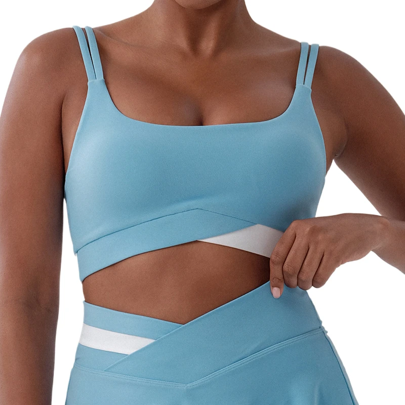 Wholesale Custom Logo Women's Lightweight Quick Dry Sports Bra Breathable Shockproof Padded Sports Underwear for Outdoor Fitness