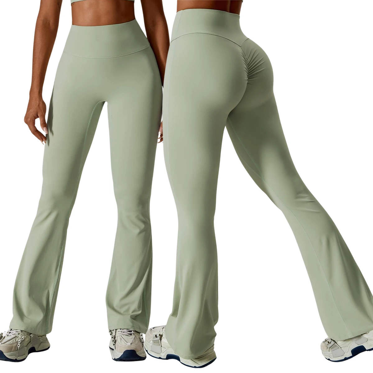High Waist Flare Yoga Pants for Women Bootcut Stretchy Bell Bottom Workout Leggings Flared Exercise Pants With Butt Scrunch