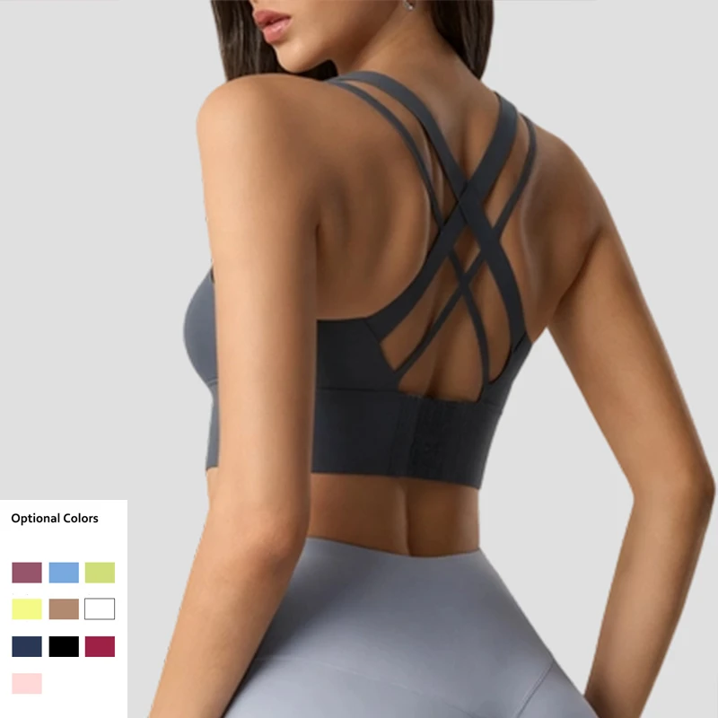 Beautiful Back Yoga Bra High Support Removable Pads Spandex/Nylon Shockproof Quick-Dry Plus Size High-Intensity Fitness Vest
