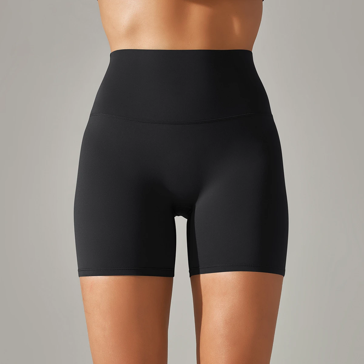 Three-point Yoga Pants Women's No Embarrassment Line European American High Waist Elastic Waist Nylon Sports Fitness Shorts