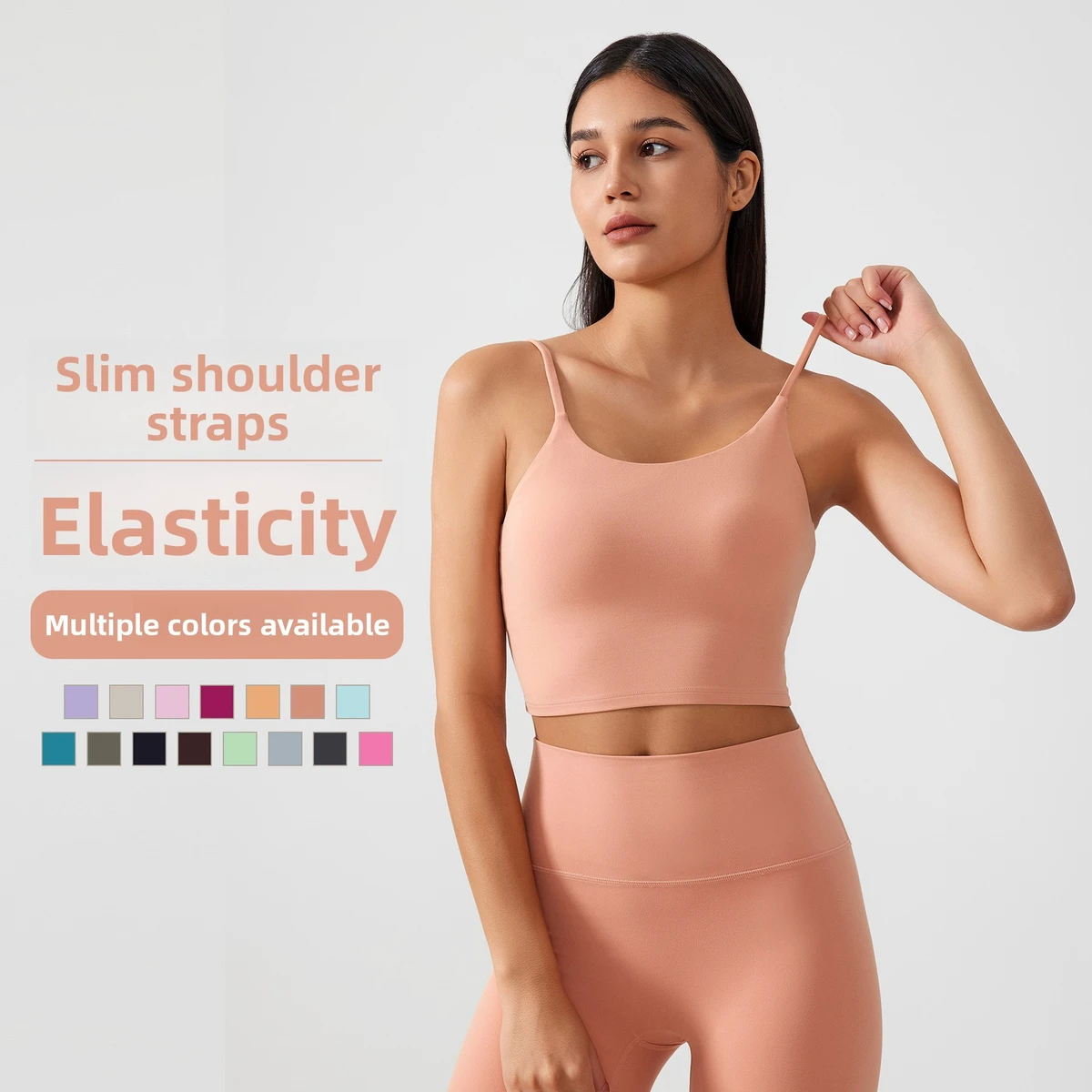 Women's Lightweight Breathable Sports Fitness Yoga Bra Beautiful Back Shockproof Gathered Side One-Piece Cup Breast Collection