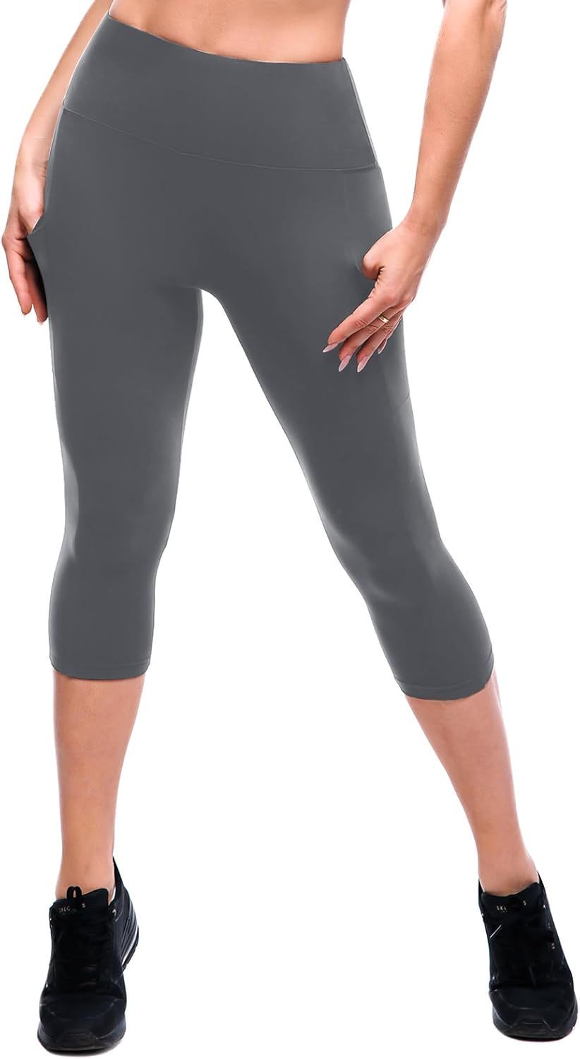SINOPHANT Vintage High Waisted Leggings with Pockets Women Full Length Capri Buttery Soft Stretchy Velour Yoga Pants