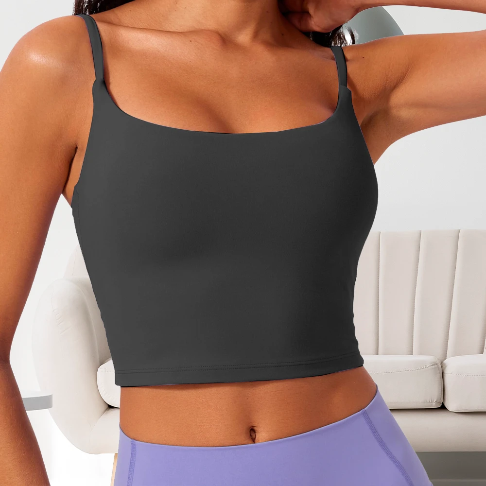Womens' Sports Bra Medium Support Adjustable Shoulder Straps Longline Wirefree Padded Black Sports Bra Yoga Fitness Crop Tops