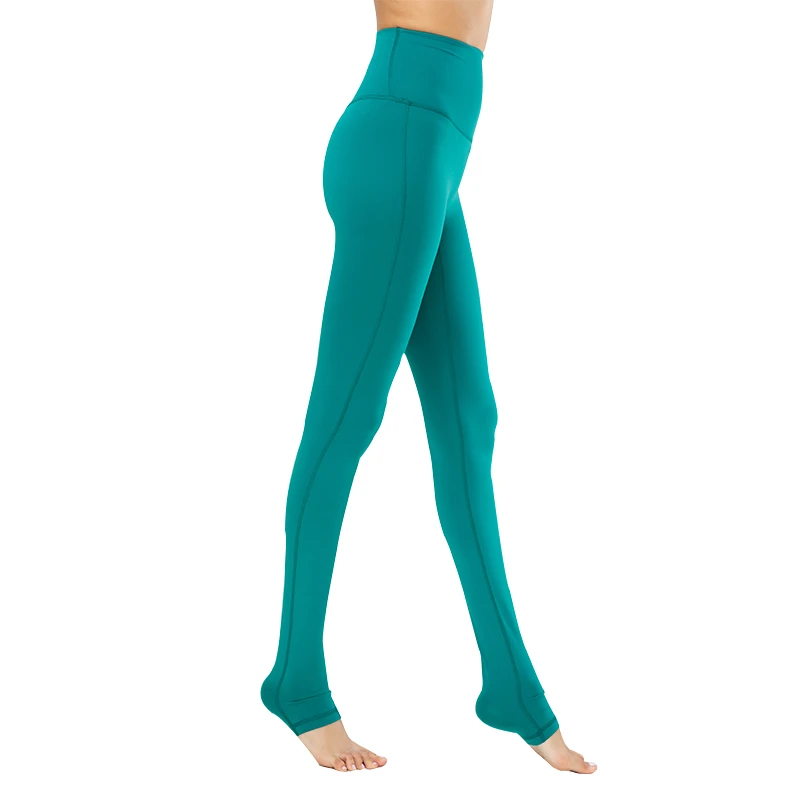 Long High Elastic Waist Yoga Leggings Solid Moisture Wicking Durable Spandex Blend Eco-Friendly Four-Way Stretch Tummy Control