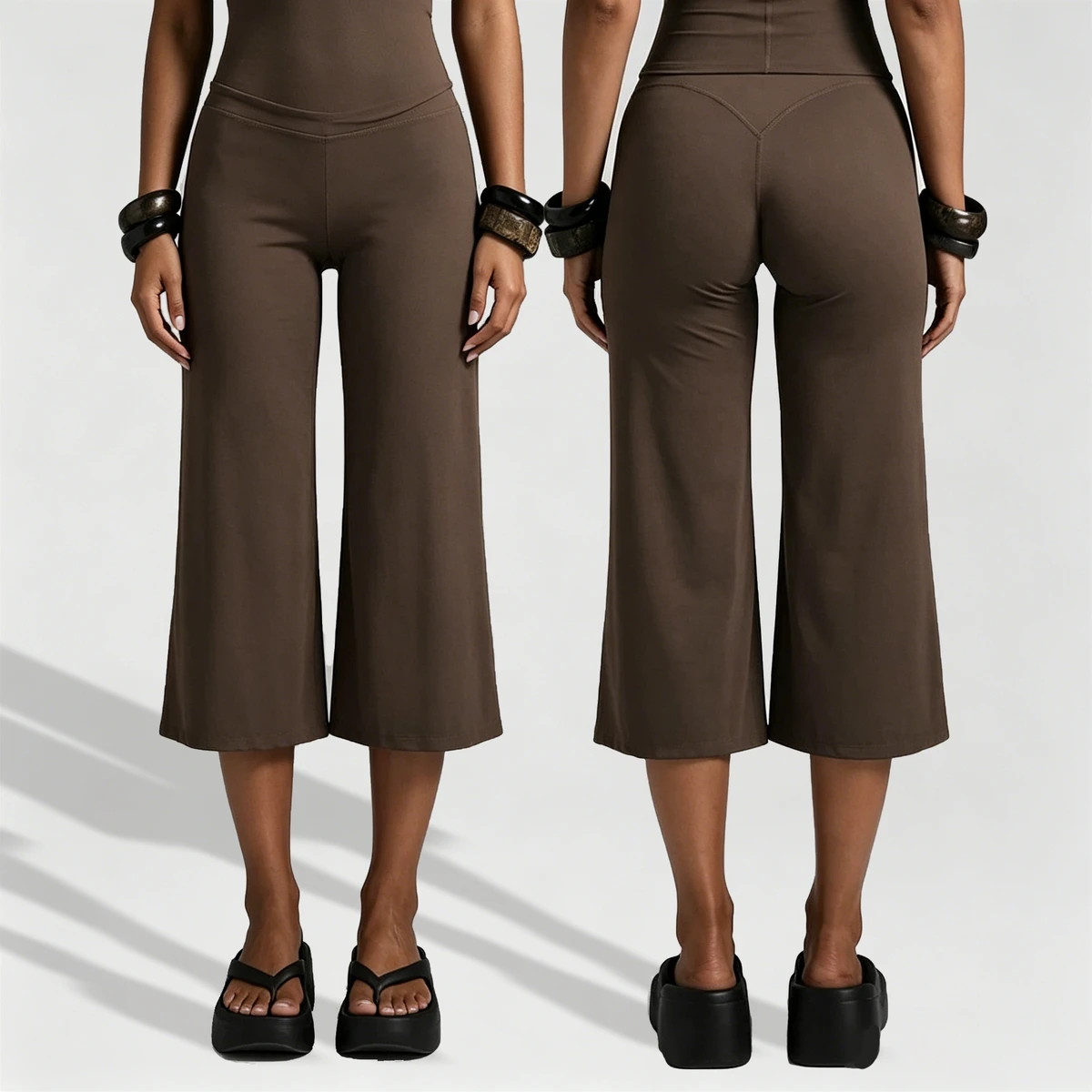 Women High Waist Yoga Pants Butt Lifting Wide Leg Cropped Workout Pants Stretch Pilates Fitness Trousers