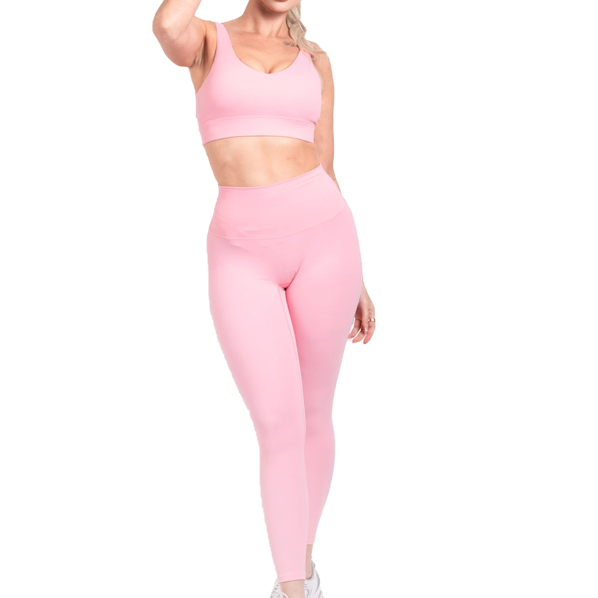 Mid Waist Yoga Set Elastic Waist Breathable Eco-Friendly Training Clothing Front Logo Seamless Yoga Set Design