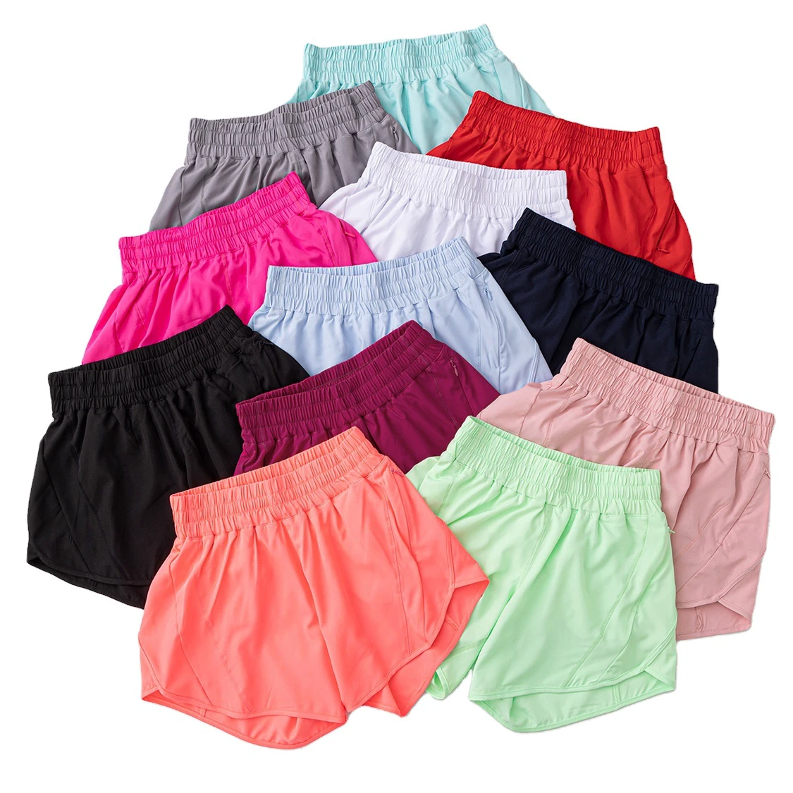 Womens High Waisted Running Shorts Athletic Workout Shorts Zipper Pockets Sports Fitness Yoga Shorts