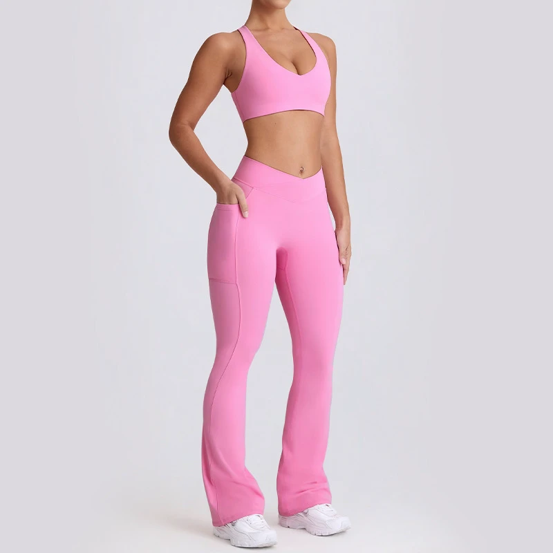GLORIS 2026 Women's Eco-Friendly Nylon/Spandex Slim Fit High Waist Hip Lift Yoga Leggings Tank Top Two-Piece Sports Set
