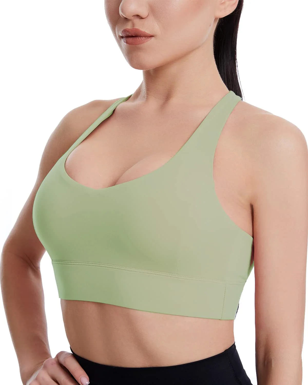 Custom Full Coverage Seamless Wireless Breathable High Support Sport Bra Ladies Plus Size Spandex Push-up Fixed Straps Front