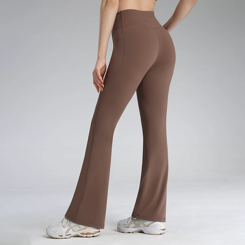 Wholesale Active Wear Lightweight Workout Straight Leg Pants High Waist Stretch Yoga Casual Flared Yoga Pants Pockets for Women