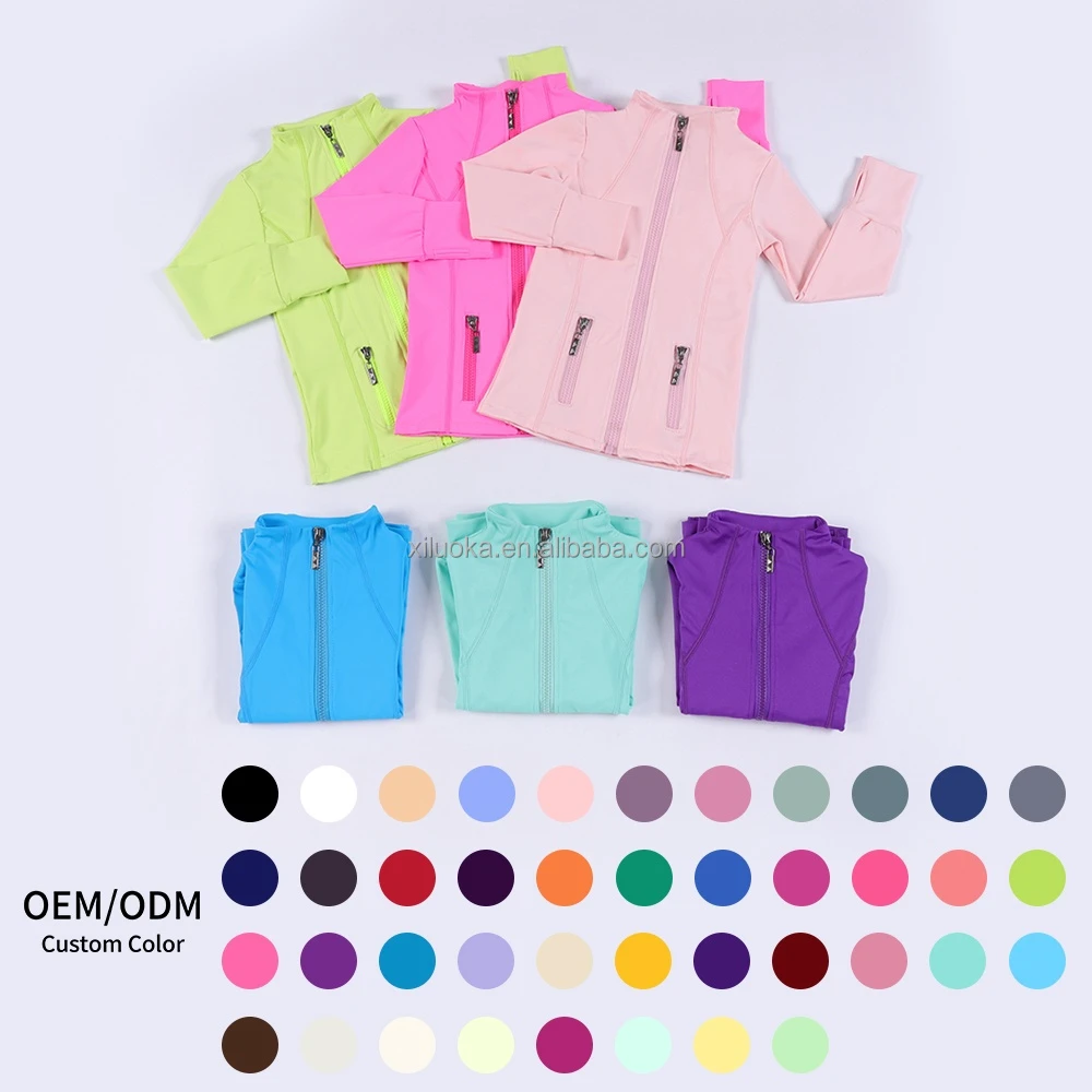 Fashion Kids Yoga Outfit Long Sleeve Slim Fit Design Custom Color And Logo Girls Active Wear