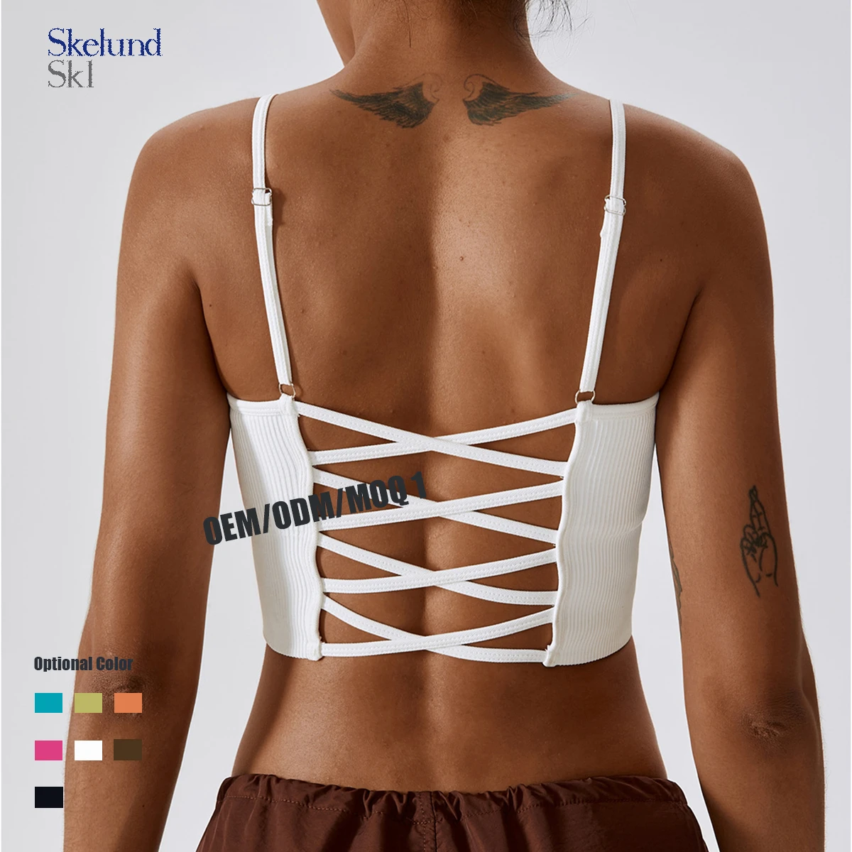 Customized Wholesale Ribbed Sweetheart Collar Lace up Back Adjustable Strap Seamless Sports Yoga Bra Top High Quality Gym Wear
