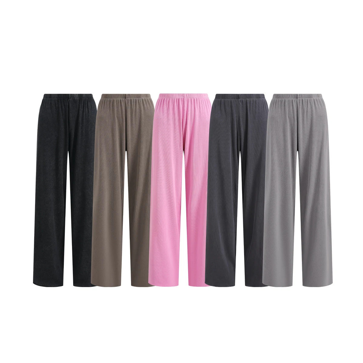 NeverStatic Womens High-End Trendy European American Autumn Mid Elastic Waist Loose Straight Wide-Leg Pants