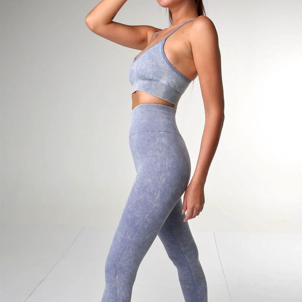 High Waist Solid Yoga Leggings 3 PCS Set Full Length Seamless Ribbed Spandex Nylon Four-Way Stretch Women's Fitness Pants