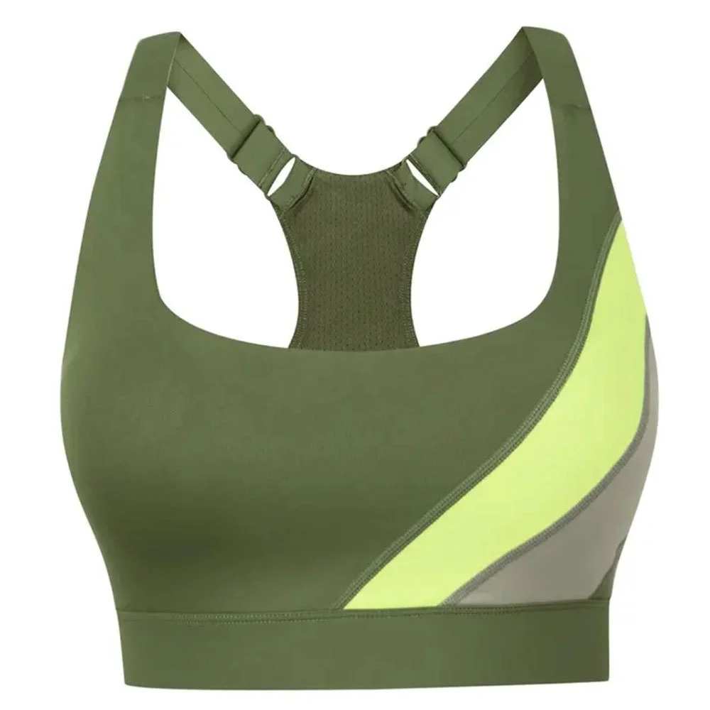 Plus Size Women Breathable Simple Lace Front Cross Sports Bra Adjustable Side Buckle Wireless Comfort Yoga Sport Bras