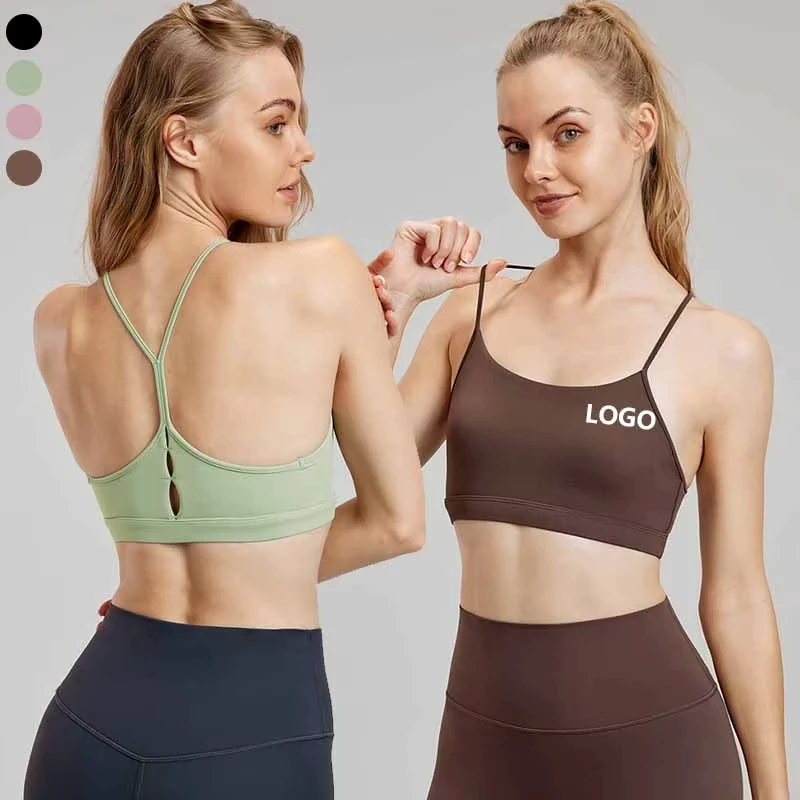MAYYOUNG Backless Wholesale Round Neck Spaghetti Strap Y-Back Sports Bra Women Custom Fitness Yoga Sportswear