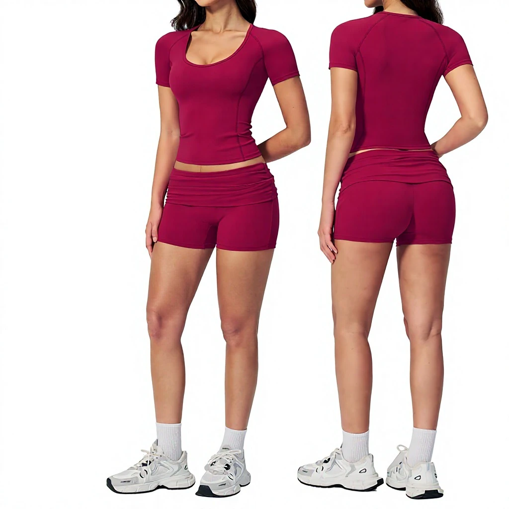Women Backless U Neck Yoga Set High Waist Quick Dry Stretch Workout Activewear Gym Fitness Set