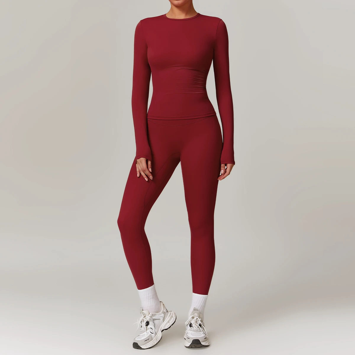 Wholesale Custom Logo 2PCS Yoga Set Women Workout Sportswear Gym Clothing Fitness Long Sleeves And Pants Leggings Sports Suits
