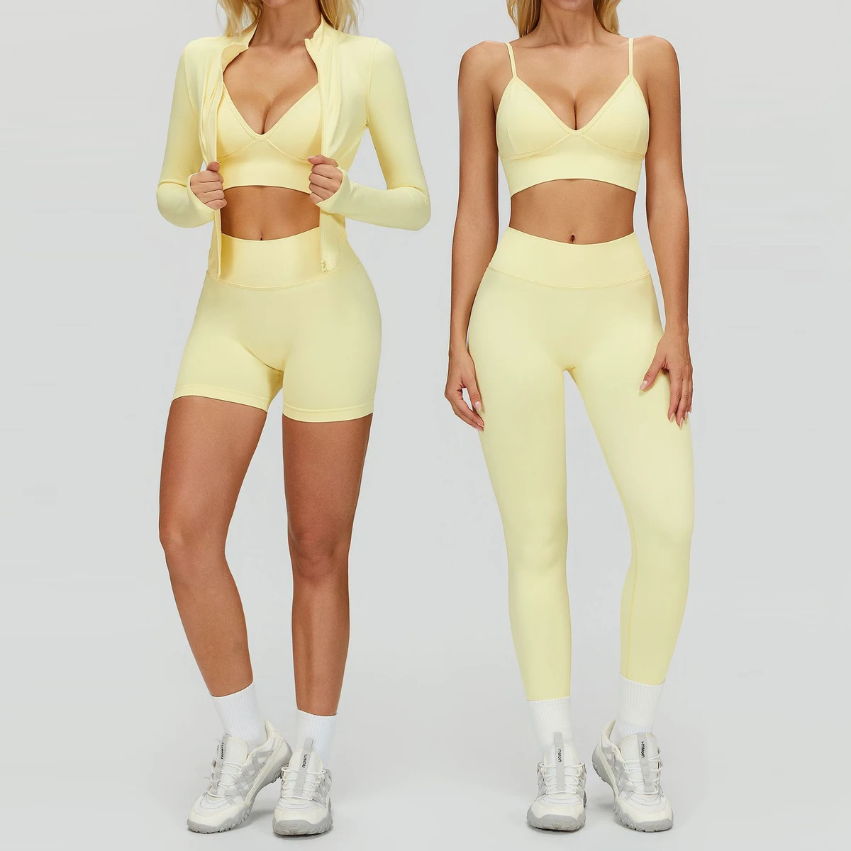 TongJoes Cross-Border Solid Plus Size Breathable Seamless Tight Yoga Set High Waist Slimming Quick-Drying Fitness Suit Front
