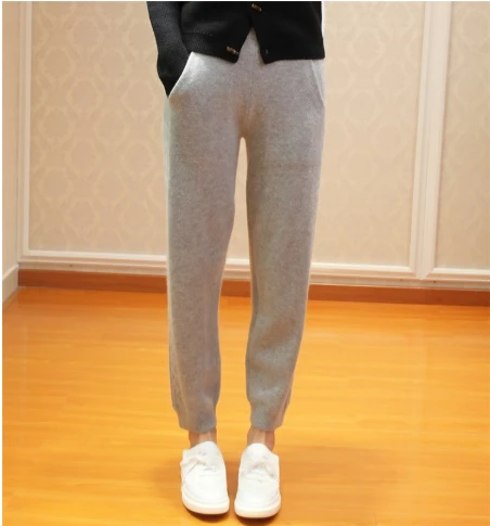 Custom 100% Cashmere Wool Fashion Long Yoga Woman Knit Pant Soft Pants