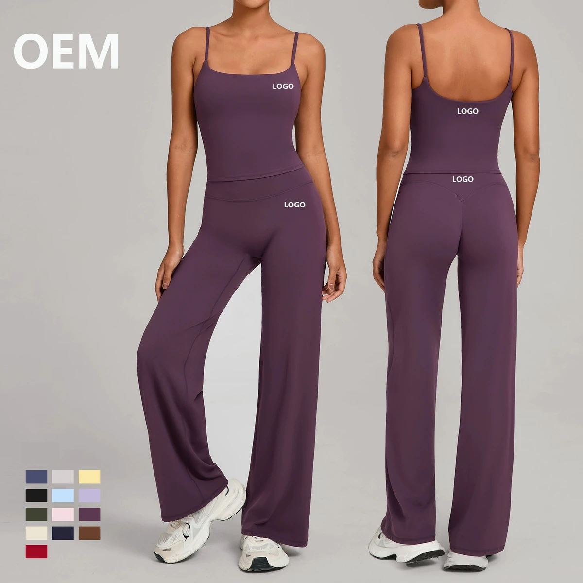 New Arrival Double Strap Backless Women Workout Fitness Set High Waist Pants Yoga Luxury Sets Manufacturer Stylish Gym Suit