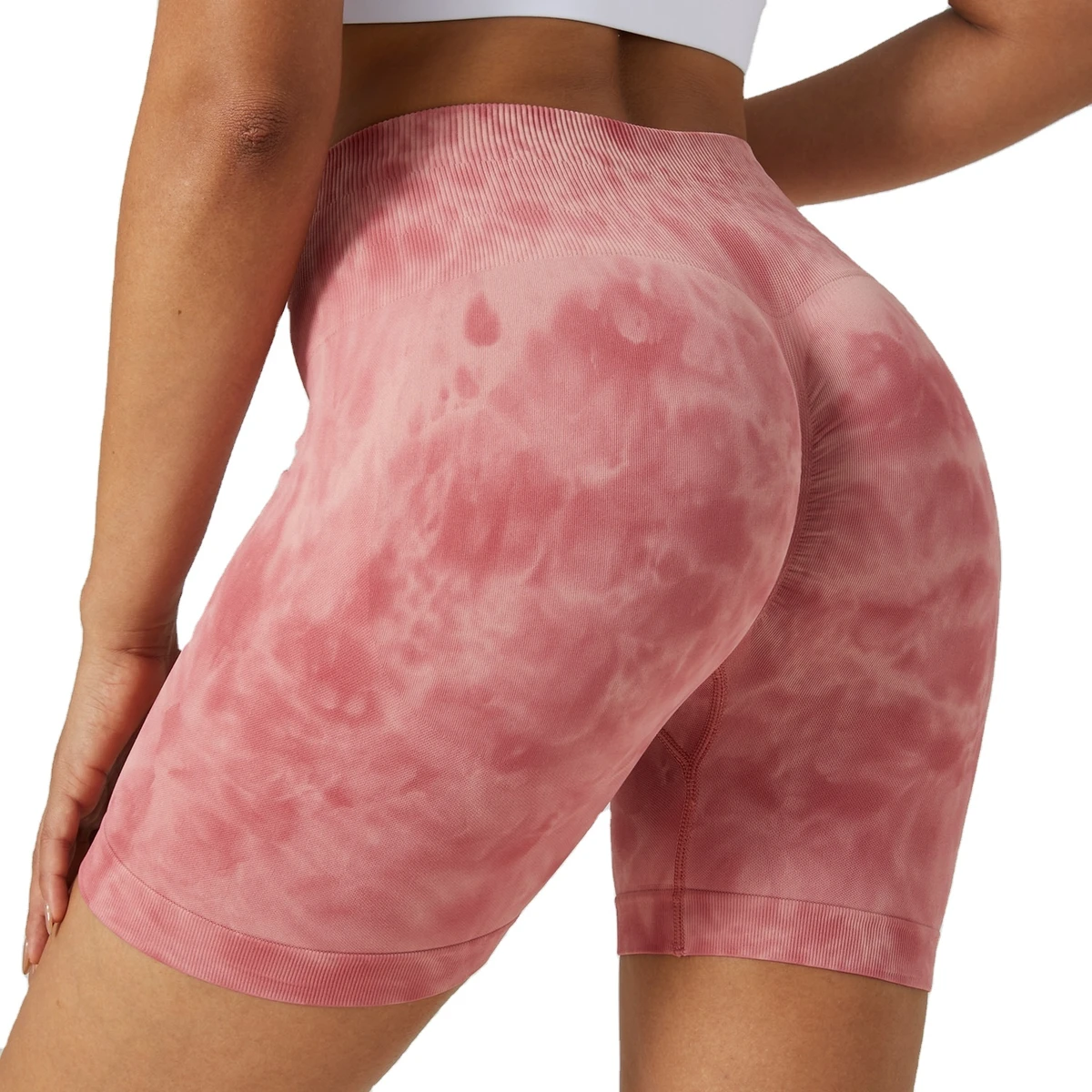 Women's High Waist Lift Tight Short Yoga Leggings Seamless Gym Fitness Workout Shorts with Tie Dye Sports Shorts Solid Pattern