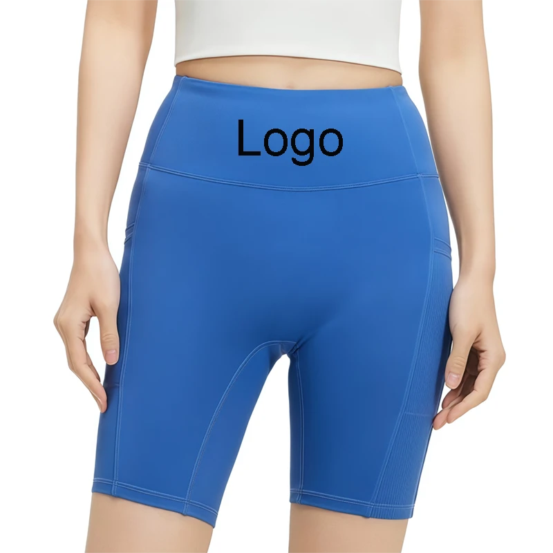 Women's High-Waisted Nylon Spandex Solid Yoga Shorts Leggings Breathable Quick-Dry Hip-Hugging With Elastic Closure For Running