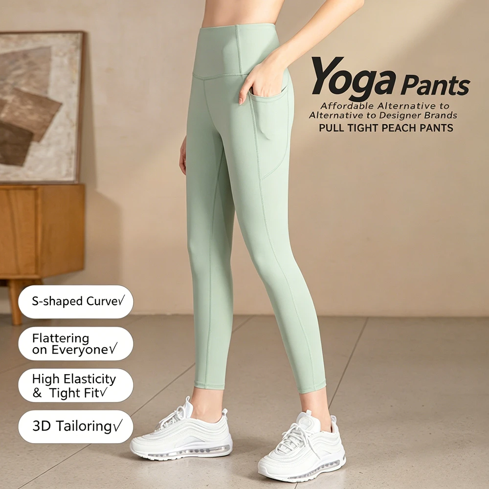 Women's Heart Shaped High Waist Tummy Control Yoga Leggings Side Pockets Butt Lifting Nylon Slim Fit Casual Daily Wear