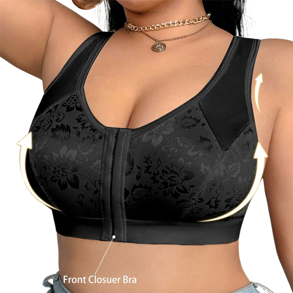 European and American-style front-button sports vest, wireless adjustable bra, breathable comfortable plus-size underwear