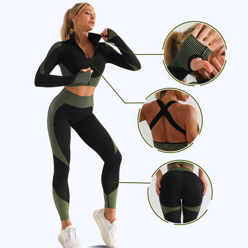 Factory Direct Sales Women's 2 Piece Tracksuit Workout Set - High Waist Leggings and Crop Top Yoga Set