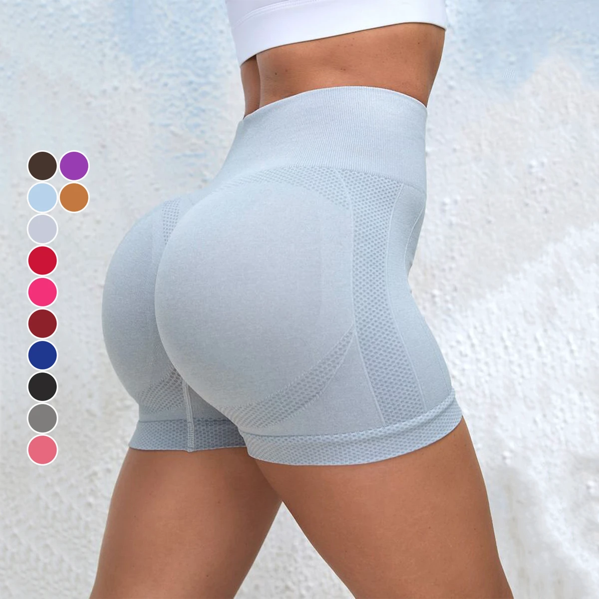 New Style Women Yoga Leggings Seamless Yoga Biker Shorts Fitness Gym Solid Color Pants Female Push Up Scrunch Yoga Shorts