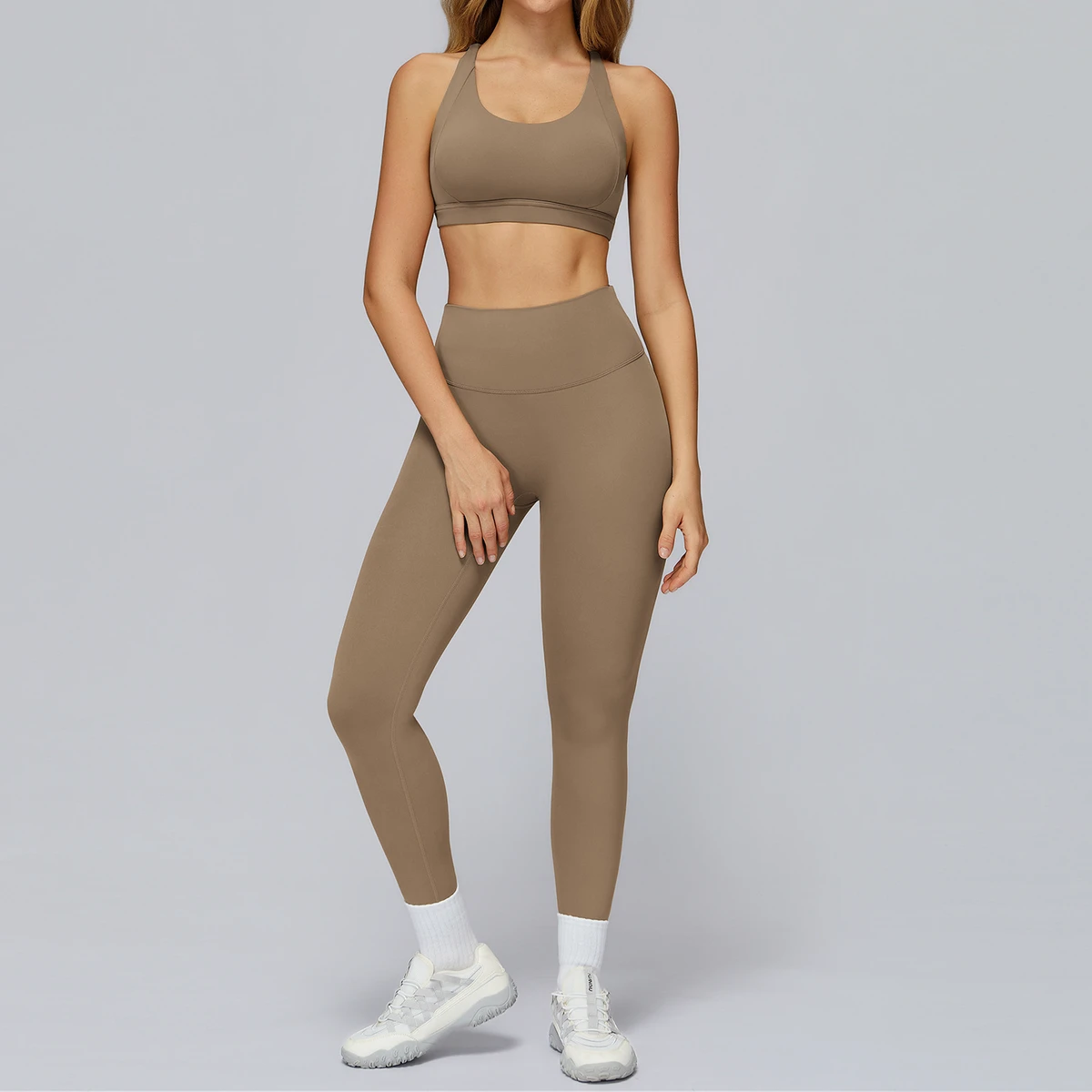 Yoga Set with Hollowed-out Backless Fitted Yoga Suit, Outdoor Running Sports Fitness Suit 7011