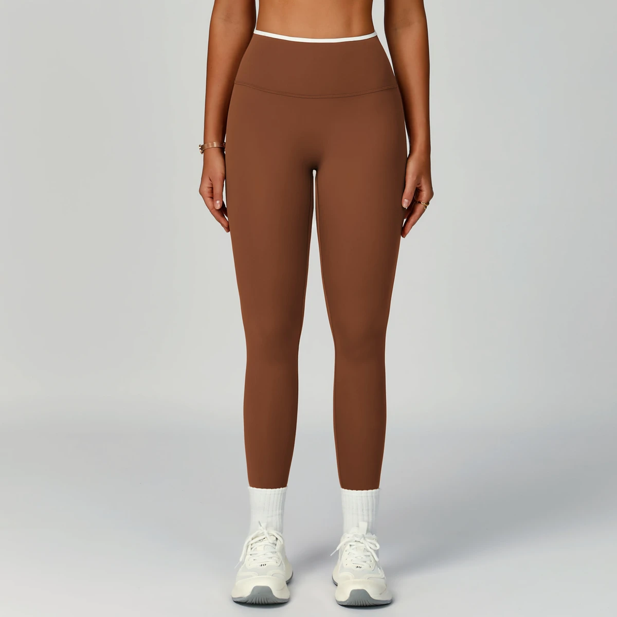 Cross-border Sheer Yoga Pants Elastic Waist High Waist Color-matching Eco-friendly Ankle-length Pants for Sports Running