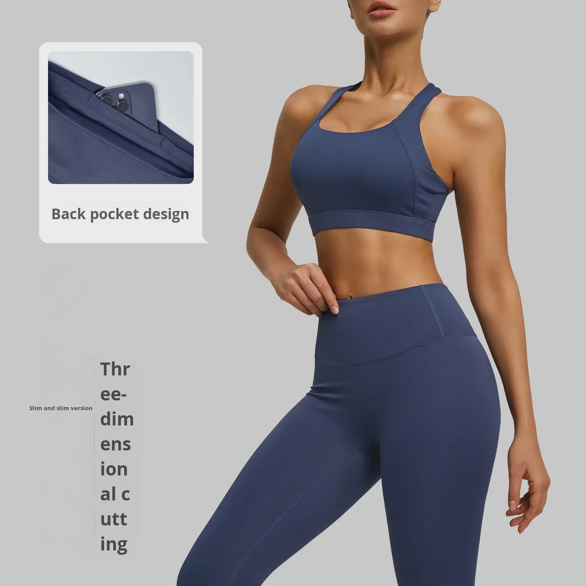JYT111 Lightweight Solid Color Breathable Tight Yoga Suit with Four-Way Stretch Elastic Waist Sports Wear Set for Women