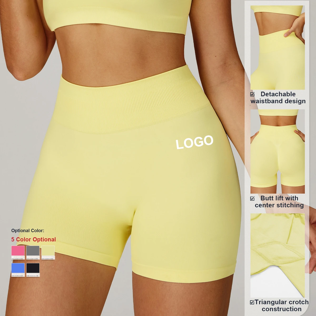 Custom Quick-Drying Seamless Yoga Shorts Women High Waist Tight Hip Lifting Summer Workout Pants Outdoor Gym Fitness Shorts