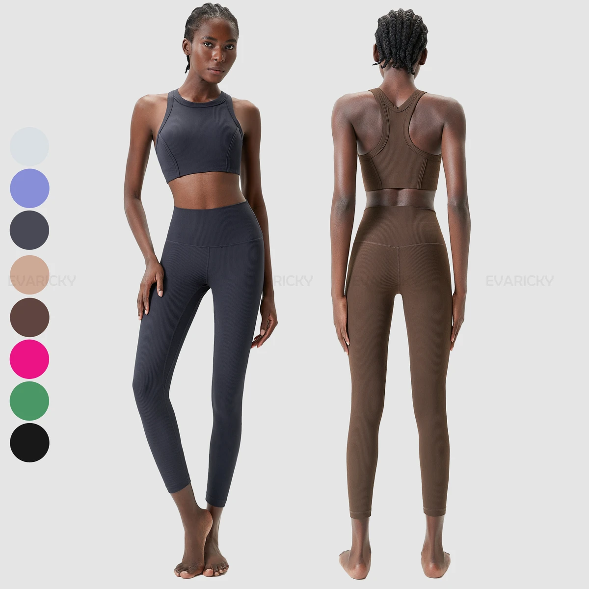 Ladies Track Suit 2 Piece Crop Top and Yoga Pant Set Women Yoga Clothing Summer 2024 Solid Active Wear Gym Fitness Workout Sets