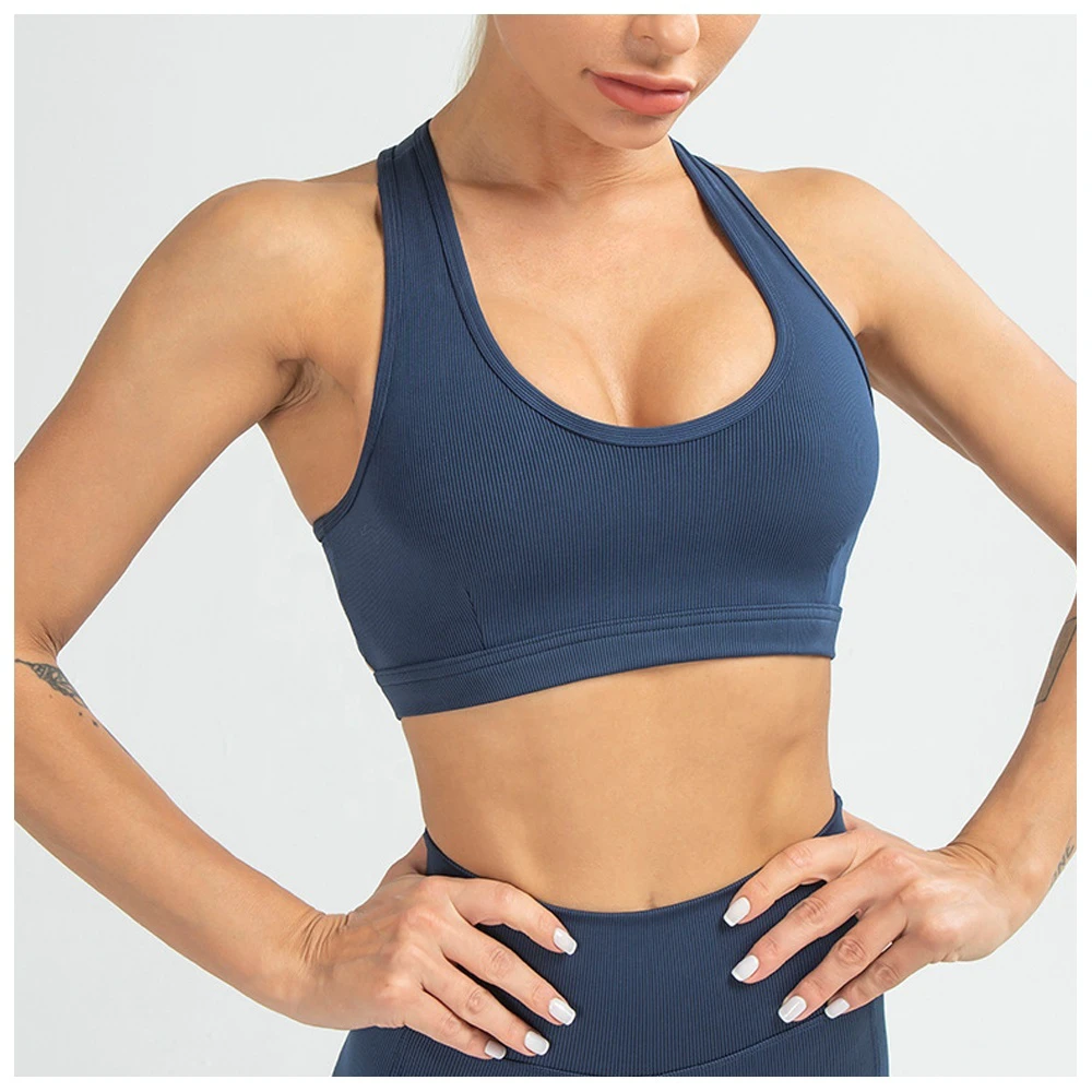 Women's High Quality Yoga Bra New Fitness Crop Top Breathable Shockproof Push-Up Workout Apparel Gym Clothing Blank Sports Bras