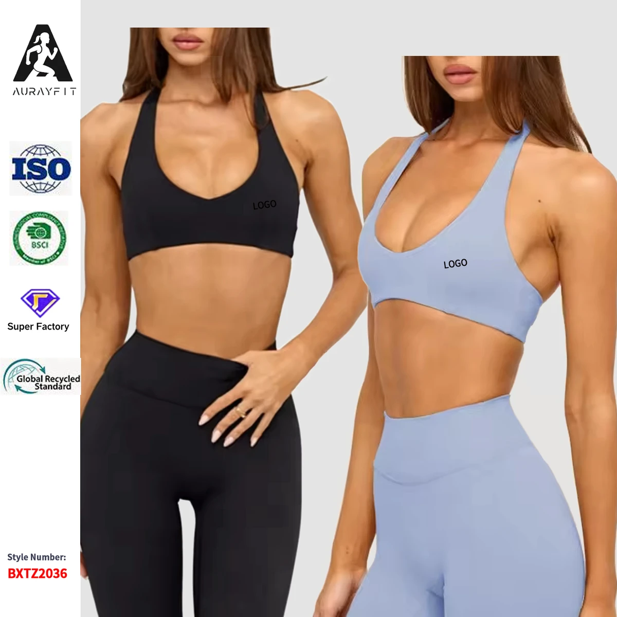 Cross-border Summer Hanging Neck Chest Pad Design Sports Bra Yoga Outer Wear Breathable Spandex/Nylon Sexy Back Bra Women