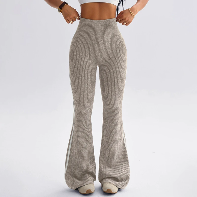Women's High Waist Full-Length Nylon/Spandex Breathable Quick Dry Four-Way Stretch Seamless Lightweight Yoga Flare Pants
