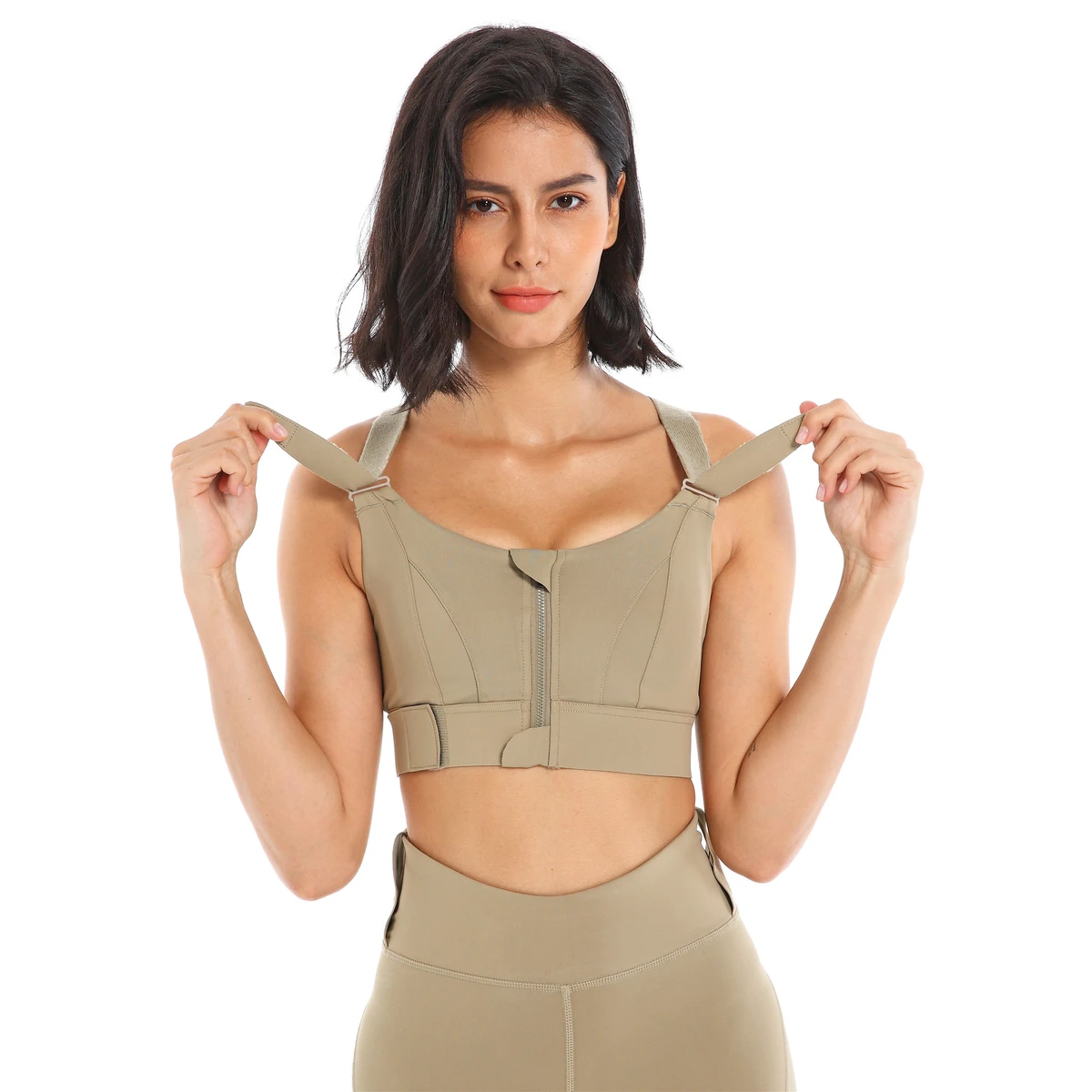 Top Selling S-5XL Women Wholesale High Impact Good Support Zipper Front Adjustable Shoulder Straps Cross Back Sports Bra